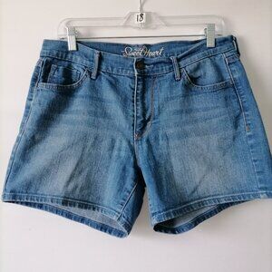 OId Navy Sweet Heart Womens Deep Sea Blue Denim Mid Rise Mom Short Size 10
